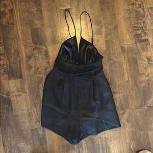 Free People Black Babydoll Romper with Pockets
